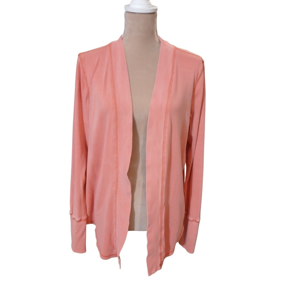 Talbots Petites Coral Pink Open Front Cardigan Sweater Women's Size L